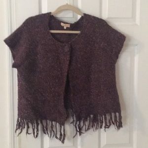 Lovely XL acrylic/cotton knit fringed vest.